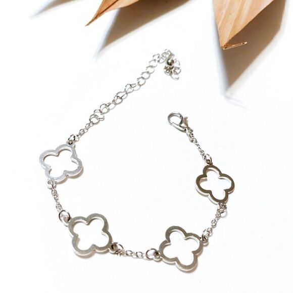Silver clover bracelet S581 - Picture 1 of 2